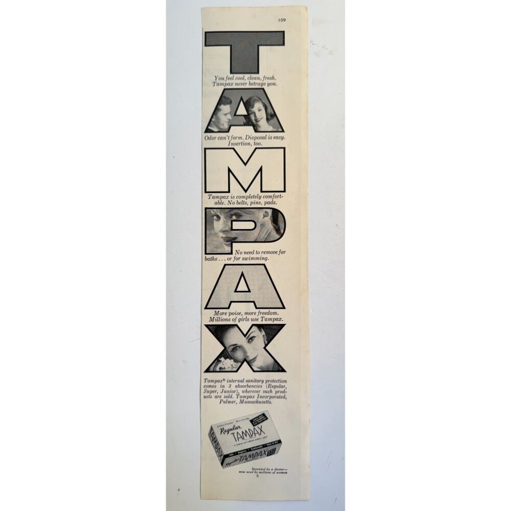 Vintage 1961 Tampax Tampon Advertisement Print Ad Ladies Home Journal Magazine
